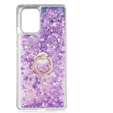 Pilanix Samsung Galaxy A91 S10 Lite Kılıf Sıvılı Kalplı Yüzüklü Manyetik Milce Kapak - Mor - Galaxy S10 Lite
