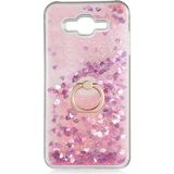Pilanix Samsung Galaxy J7 Kılıf Sıvılı Kalplı Yüzüklü Manyetik Milce Kapak Pembe