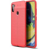 Pilanix Samsung Galaxy M11 Kılıf Deri Desenli Lux Niss Silikon Kırmızı