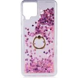 Pilanix Samsung Galaxy M22 Kılıf Sulu Simli Yüzüklü Milce Kapak Pembe