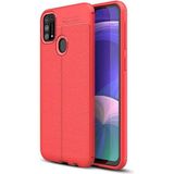 Pilanix Samsung Galaxy M31 Kılıf Deri Desenli Lux Niss Silikon Kırmızı