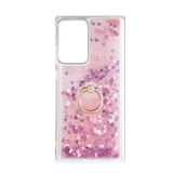 Pilanix Samsung Galaxy Note 20 Ultra Kılıf Sıvılı Kalplı Yüzüklü Manyetik Milce Kapak Pembe