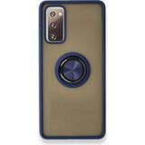 Pilanix Samsung Galaxy S20 Fe Kılıf Kamera Korumalı Yüzüklü Manyetik Standlı Arkası Buzlu Iring Kapak - Lacivert