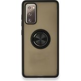 Pilanix Samsung Galaxy S20 Fe Kılıf Kamera Korumalı Yüzüklü Manyetik Standlı Arkası Buzlu Iring Kapak - Siyah