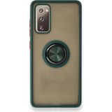 Pilanix Samsung Galaxy S20 Fe Kılıf Kamera Korumalı Yüzüklü Manyetik Standlı Arkası Buzlu Iring Kapak - Yeşil