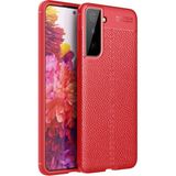 Pilanix Samsung Galaxy S21 Kılıf Deri Desenli Lux Niss Silikon Kırmızı