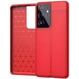 Pilanix Samsung Galaxy S21 Ultra Kılıf Deri Desenli Lux Niss Silikon Kırmızı