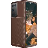 Pilanix Samsung Galaxy S21 Ultra Kılıf Karbon Desenli Lux Negro Silikon Kahverengi