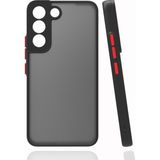 Pilanix Samsung Galaxy S22 Plus Kılıf Renkli Kenarlı Buzlu Kamera Korumalı Hux Kapak Siyah
