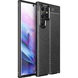 Pilanix Samsung Galaxy S22 Ultra Kılıf Deri Desenli Lux Niss Silikon Siyah