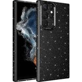 Pilanix Samsung Galaxy S23 Ultra Kılıf Kamera Korumalı Simli Lux Koton Silikon - Siyah