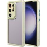 Pilanix Samsung Galaxy S23 Ultra Kılıf Renkli Silikon Kenarlı Arkası Şeffaf Kamera Korumalı Vitamin Kapak - Gold