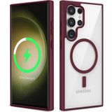 Pilanix Samsung Galaxy S23 Ultra Kılıf Silikon Kenarlı Renkli Magsafeli Sert Ege Kapak - Bordo