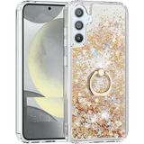 Pilanix Samsung Galaxy S24 Kılıf Yüzüklü Standlı Içi Sulu Hareketli Milce Kapak - Gold