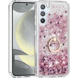 Pilanix Samsung Galaxy S24 Kılıf Yüzüklü Standlı Içi Sulu Hareketli Milce Kapak - Pembe