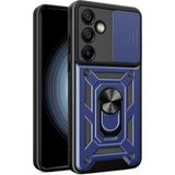 Pilanix Samsung Galaxy S25 Fe Kılıf Ultra Korumalı Yüzüklü Manyetik Kamera Korumalı Sürgülü Vega Kapak - Lacivert