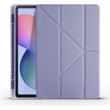 Pilanix Samsung Galaxy Tab S6 Lite P610 İçin Kalemlikli Standlı Arkası Silikon Trifolding Kılıf Gri