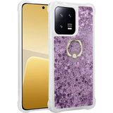 Pilanix Xiaomi Mi 13 Pro Kılıf Sıvılı Kalplı Hareketli Yüzüklü Milce Kapak - Mor