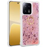 Pilanix Xiaomi Mi 13 Pro Kılıf Sıvılı Kalplı Hareketli Yüzüklü Milce Kapak - Pembe