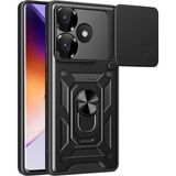 Pilanix Xiaomi Poco F6 Kılıf Ultra Korumalı Yüzüklü Manyetik Kamera Korumalı Sürgülü Vega - Siyah