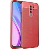 Pilanix Xiaomi Redmi 9 Kılıf Deri Desenli Lux Niss Silikon Kırmızı