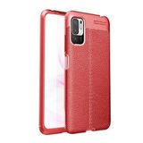 Pilanix Xiaomi Redmi Note 10 5G Kılıf Deri Desenli Lux Niss Silikon Kırmızı