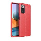 Pilanix Xiaomi Redmi Note 10 Pro Kılıf Deri Desenli Lux Niss Silikon Kırmızı