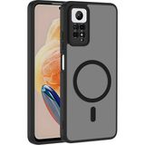 Pilanix Xiaomi Redmi Note 12 Pro 4g Kılıf Magsafeli Silikon Kenarlı Arkası Buzlu Sert Babet Kapak - Siyah