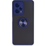 Pilanix Xiaomi Redmi Note 12 Pro 5g Kılıf Kamera Korumalı Yüzüklü Manyetik Standlı Arkası Buzlu Iring Kapak - Lacivert