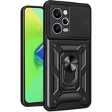 Pilanix Xiaomi Redmi Note 12 Pro 5g Kılıf Ultra Korumalı Yüzüklü Manyetik Sürgülü Vega Kapak - Siyah