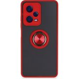Pilanix Xiaomi Redmi Note 12 Pro Plus Kılıf Kamera Korumalı Yüzüklü Manyetik Standlı Arkası Buzlu Iring Kapak - Kırmızı