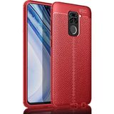 Pilanix Xiaomi Redmi Note 9 Kılıf Deri Desenli Lux Niss Silikon Kırmızı