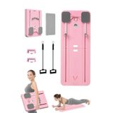 Pilates Aleti Zamanlayıcılı, Direnç Bantlı Çok Amaçlı Egzersiz Tahtası Açık Pembe