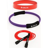 Pilates Çemberi & Kardiyo Seti – Atlama Ipi, Hafif Loop Band ve 35 cm Pilates Çemberi Takımı - Mor
