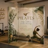 Pilates Temalı Dekoratif Paravan – Pilates Stüdyosu Ve Spor Alanları İçin Oda Bölücü Tek Taraf Baskılı Arka Düz Kumaş 5 Kanat Yükseklik 180 X Genişlik 200