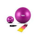 Pilates Topu ile Pompa, 25+65 cm ve 3 Lastik ile Egzersiz Için