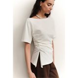 Pilea Asimetrik Büzgü Detaylı Tshirt