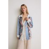 Pilea Oversize Shirt Made Of Pleated Fabric With A Floral Pattern İn Soft Colors