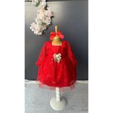 Pileki Baby Kız Bebek 4 Parça Mevlütlük Özel Gün Elbise Mevlüt Elbisesi - 0 - 3 Ay - Kırmızı