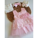 PİLEKİ BABY YENİDOĞAN 0 3 AY KIZ BEBEK MEVLÜT ELBİSESİ MEVLÜTLÜK ELBİSE - Açık Pembe - 0 - 3 Ay