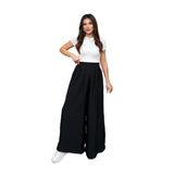 Pileli Arka Beli Lastikli Geniş Paça Filamlı Keten Palazzo Pantolon 8980 (Siyah, 4XL)