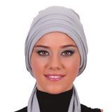 PİLELİ BAĞLAMA AÇIK GRİ HAZIR TÜRBAN TESETTÜR BONE KADIN