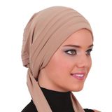PİLELİ BAĞLAMA BEJ HAZIR TÜRBAN TESETTÜR BONE KADIN