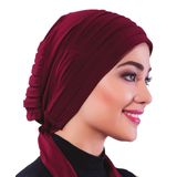 PİLELİ BAĞLAMA BORDO HAZIR TÜRBAN TESETTÜR BONE KADIN