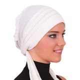 PİLELİ BAĞLAMA KREM HAZIR TÜRBAN TESETTÜR BONE KADIN