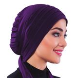 PİLELİ BAĞLAMA MOR HAZIR TÜRBAN TESETTÜR BONE KADIN