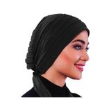 PİLELİ BAĞLAMA SİYAH HAZIR TÜRBAN TESETTÜR BONE KADIN
