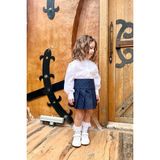Pileli Dokuma Mini Lacivert Etek - 5 - 6 Yaş