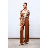 Pileli Krep Pantolon - CAMEL