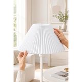 Pileli Lambader Başlığı Çap 36 cm Beyaz Umbrella Kumaş Abajur Şapkası Metal Iskelet LAM05 - Beyaz - Gold - Çok Renkli